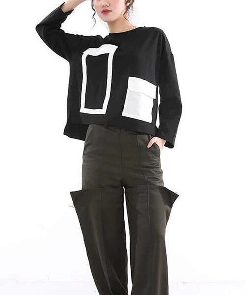 Geometric Panel Graphic Long Sleeve Top